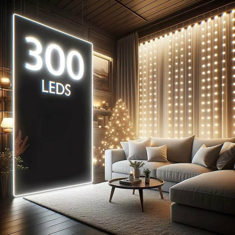 Светодиодная гирлянда ColorWay (CW-GW-300L33U) штора 300LED, 3х3м, теплый цвет, USB