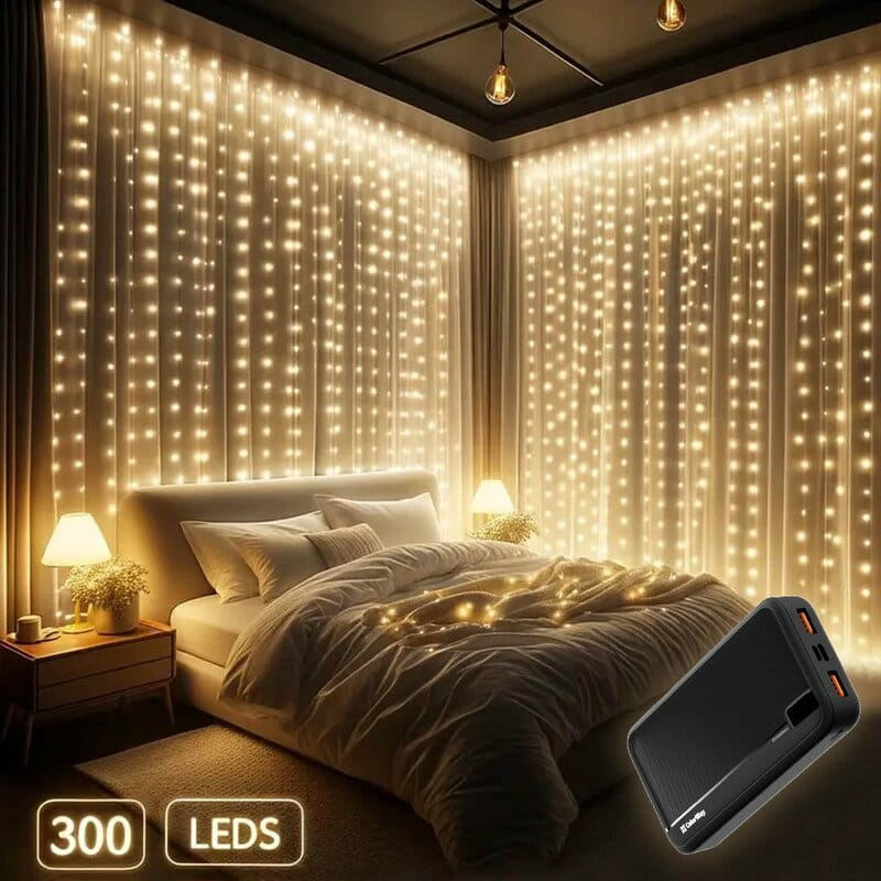 Светодиодная гирлянда ColorWay (CW-GW-240L32U) штора 240LED, 3х2м, теплый цвет, USB