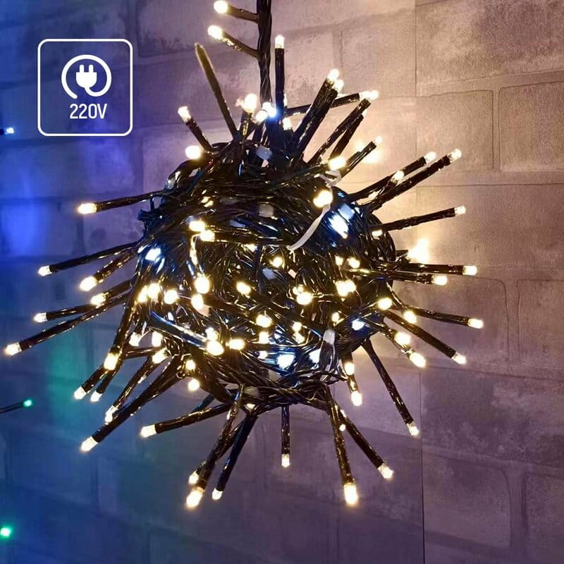 Светодиодная гирлянда ColorWay (CW-G-250L5VMC) 250LED, 5м, (150 теплый статический+100 белый водопад) 220V