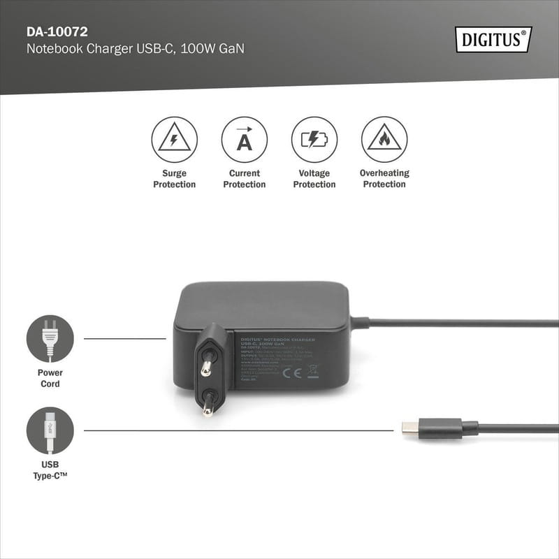 Блок питания Digitus 20V 5A 100W USB Type-C (DA-10072)