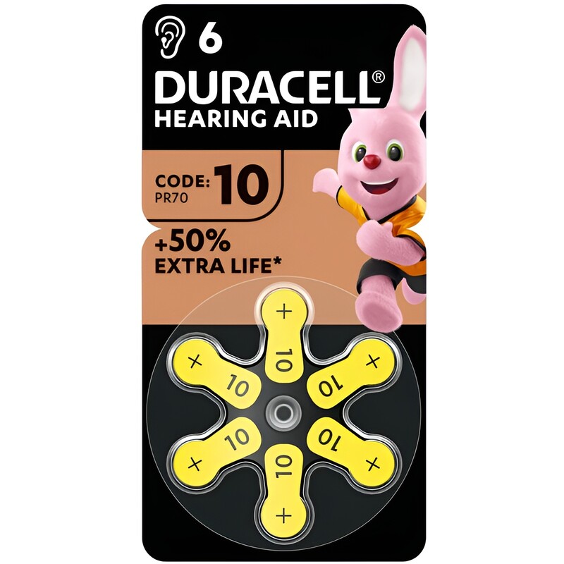 Батарейка Duracell Hearing Aid HA 10 PR70 BL 6 шт (для слуховых аппаратов)