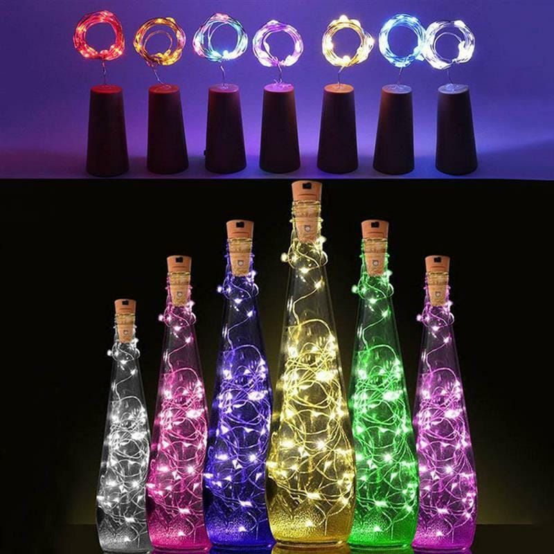 Светодиодная гирлянда ColorWay (CW-GC-20L2BMC) пробка для бутылки на батарейках 20LED, 2м, 5шт/уп, разноцветная_подарок