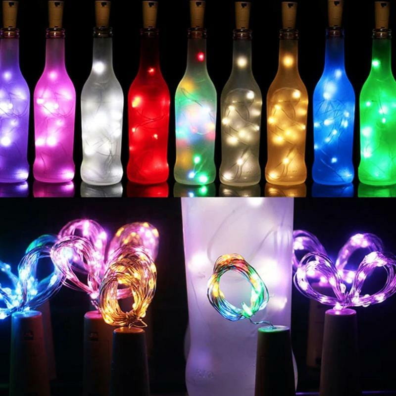 Светодиодная гирлянда ColorWay (CW-GC-20L2BMC) пробка для бутылки на батарейках 20LED, 2м, 5шт/уп, разноцветная_подарок