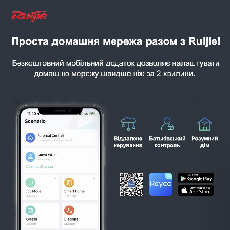 Беспроводной маршрутизатор Ruijie Reyee RG-EW1800GX PRO_подарок