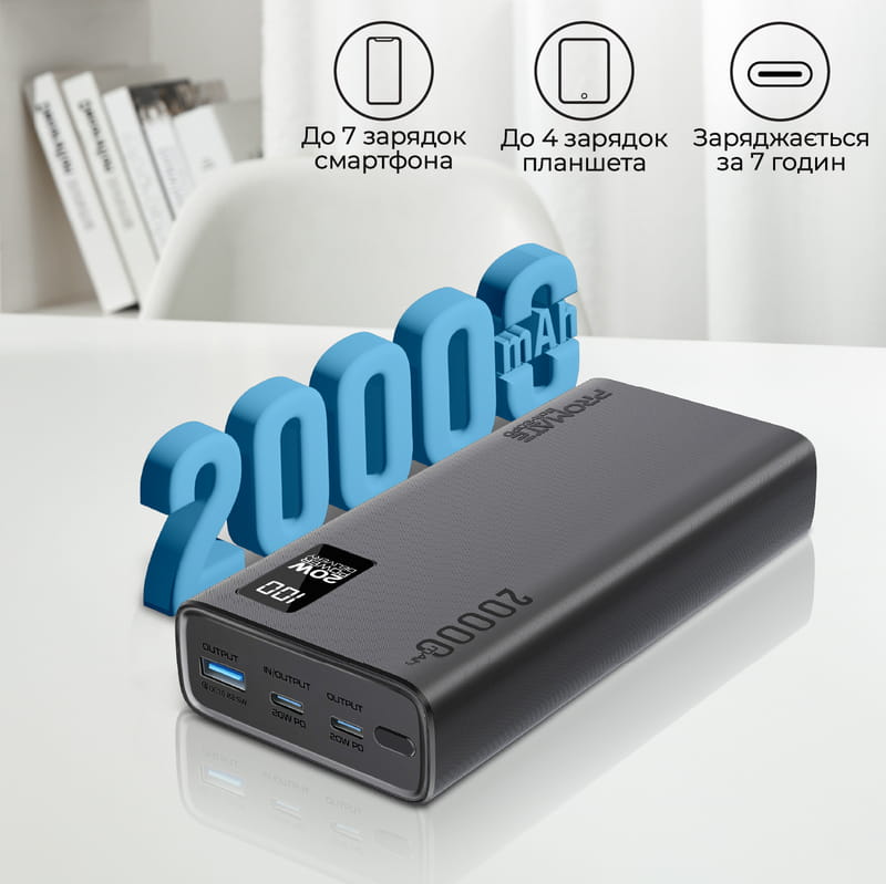 Универсальная мобильная батарея Promate Bolt-20PD Black 20000mAh