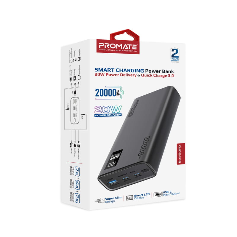 Универсальная мобильная батарея Promate Bolt-20PD Black 20000mAh