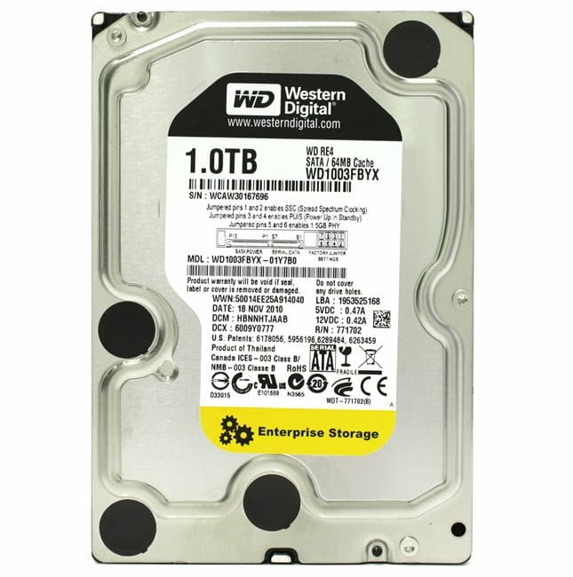 Накопитель HDD SATA 1.0TB WD RE4 7200rpm 64MB (WD1003FBYX) Refurbished