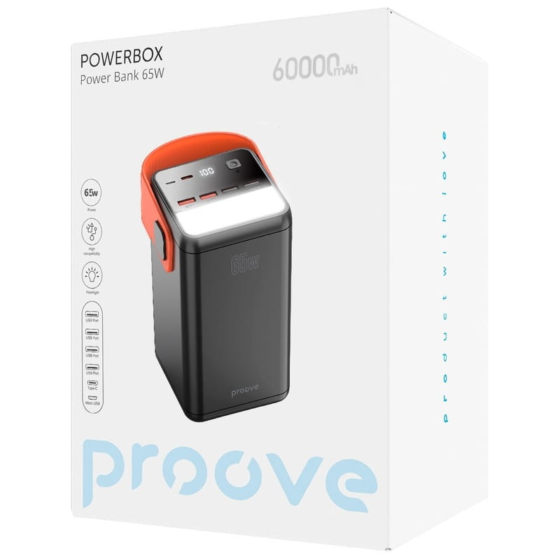 Універсальна мобільна батарея Proove Powerbox 65W 60000mAh Black (PBPB65412201)