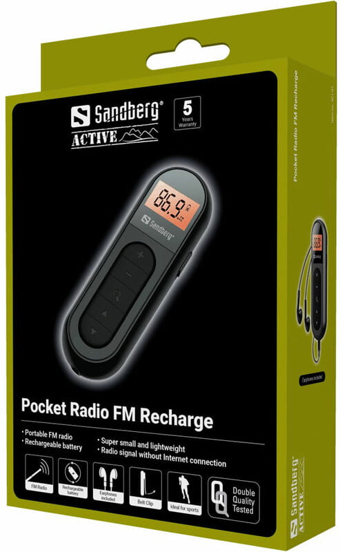 Радіоприймач Sandberg FM кишеньковий (Rechargeable) з навушниками (421-01)