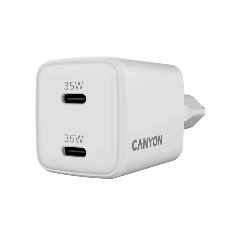 Сетевое зарядное устройство Canyon CU35CC GaN (2USB, 1A) PD White (CNS-CUW35CC)