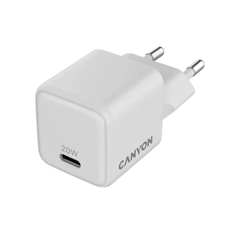 Мережевий зарядний пристрій Canyon CU20C GaN (1USB, 0.6A) PD White (CNS-CUW20C)