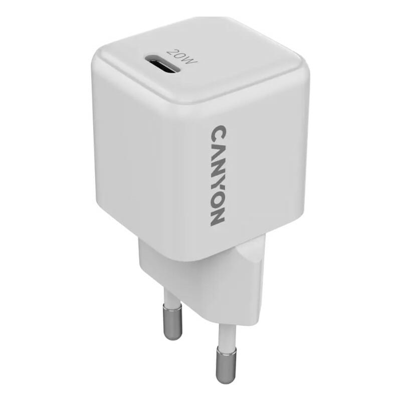 Мережевий зарядний пристрій Canyon CU20C GaN (1USB, 0.6A) PD White (CNS-CUW20C)