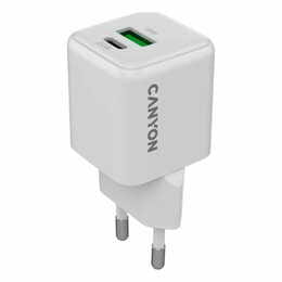 Сетевое зарядное устройство Canyon CU20AC GaN (2USB, 0.6A) PD, QC 4.0 White (CNS-CUW20AC)