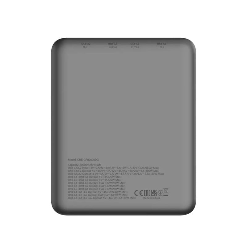 Універсальна мобільна батарея Canyon PB-2008 20000mAh Dark Grey (CNE-CPB2008DG)