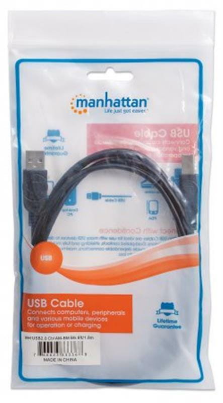 Кабель Intracom Manhattan (333368) USB2.0 AM-BM 1.8 м, Black
