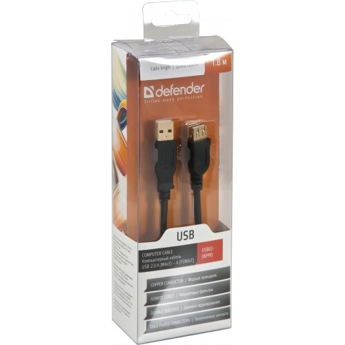 Кабель Defender USB02-06PRO USB2.0 AM-AF 1.8м (87429)