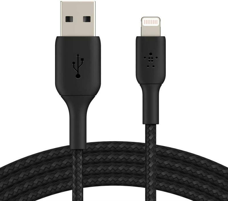 Кабель Belkin Braided USB-Lightning, 1м Black (CAA002BT1MBK)