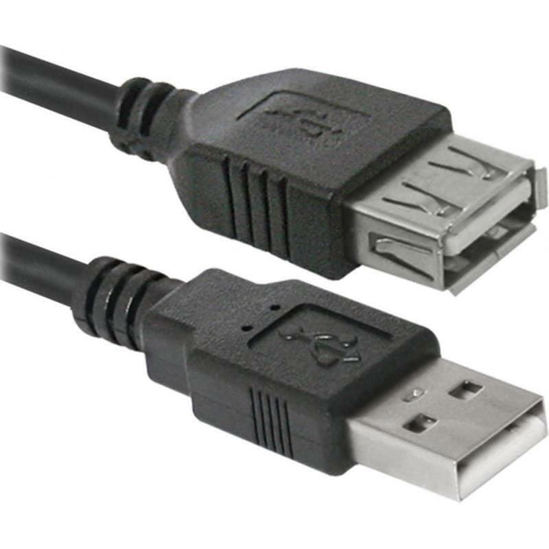 Кабель Defender USB02-06 USB 2.0 AM-AF 1.8 м, чорний (87456)