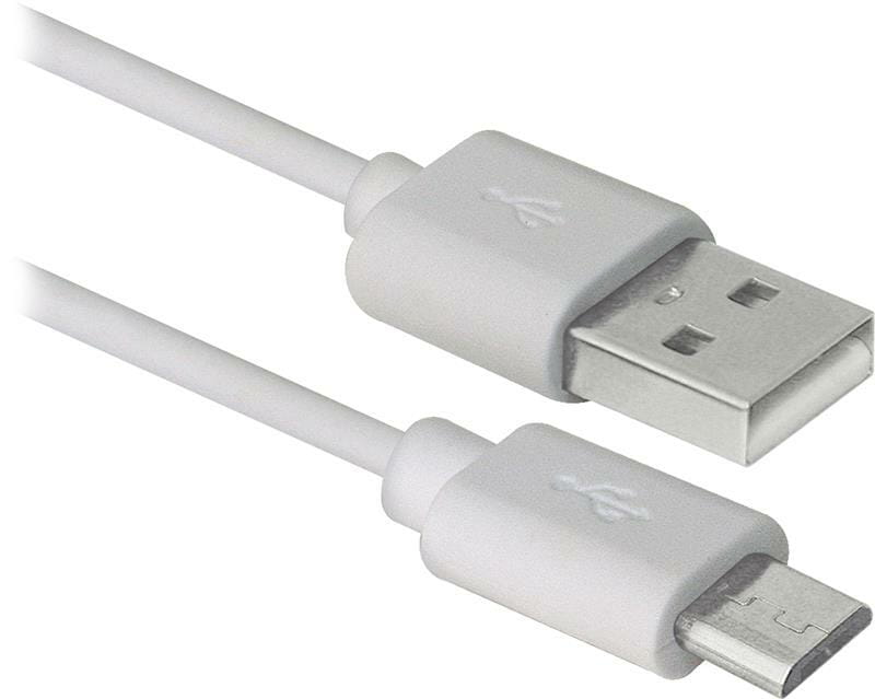 Кабель Defender USB08-10BH USB 2.0 AM-MicroBM, 3м, белый (87468)