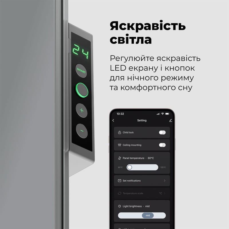 Інфрачервоний обігрівач AENO Premium Eco Smart Heater LED Gray (AGH0005S)