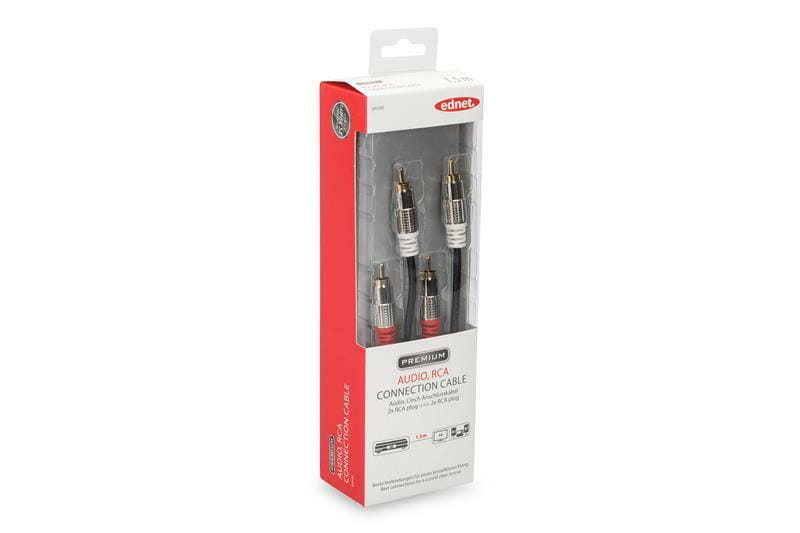 Кабель Ednet (84590) 2xRCA-2xRCA, 1.5м, Black