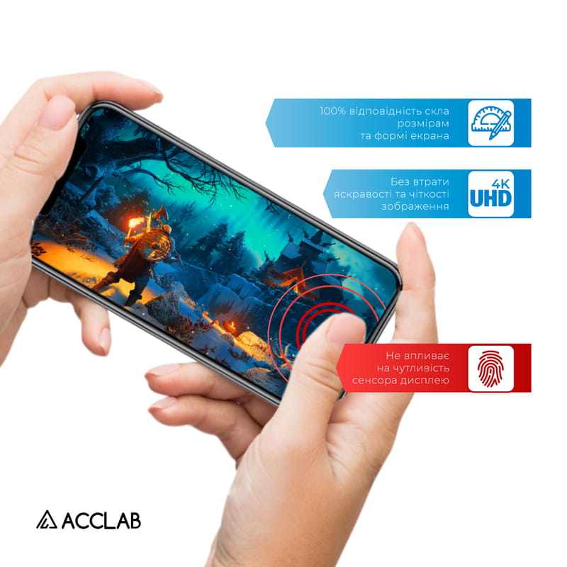 Защитное стекло ACCLAB Full Glue для Apple iPhone 16 Pro Max Black (1283126593284)