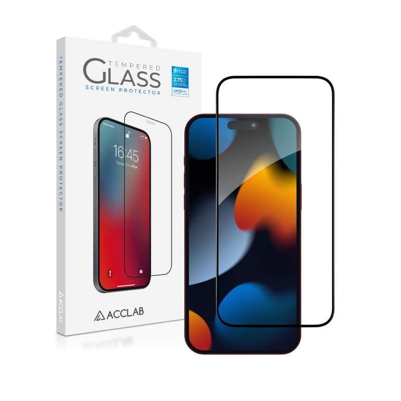 Защитное стекло ACCLAB Full Glue для Apple iPhone 15 Pro Black (1283126575389)