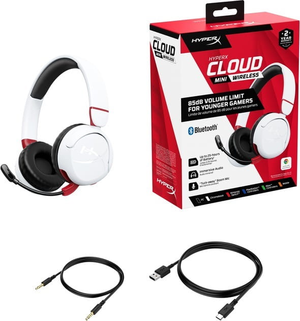 Bluetooth-гарнітура HyperX Cloud Mini White/Red (7G8F2AA)