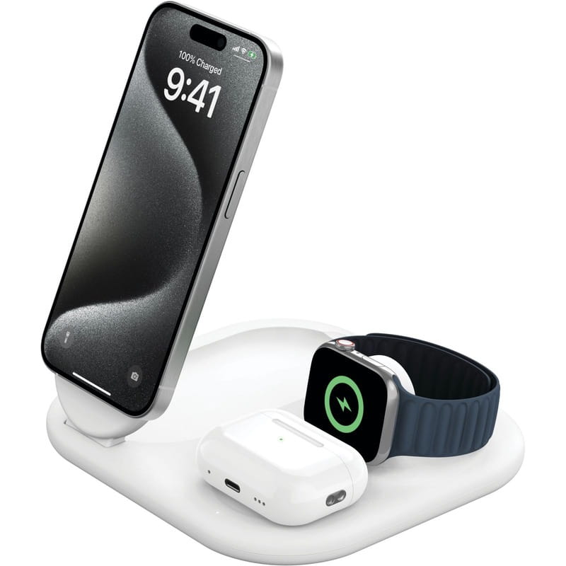 Безпровідний зарядний пристрій Belkin 3in1 Magnetic Foldable White (WIZ029VFWH)