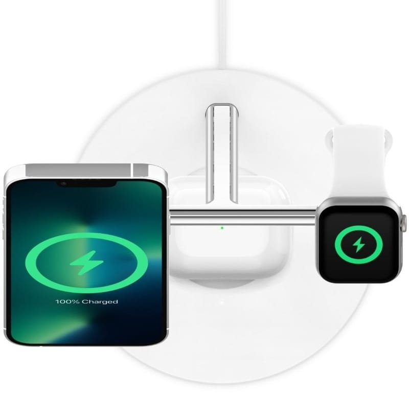 Бездротовий зарядний пристрій Belkin MagSafe iPhone 3in1 Wireless Charger White (WIZ017VFWH)