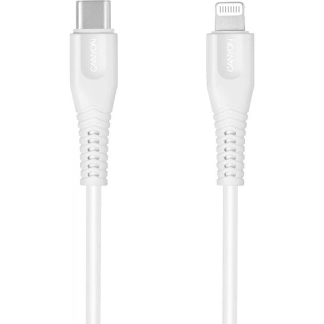 Кабель Canyon MFI-4 USB Type-C - Lightning (M/M) 1.2 м, White (CNS-MFIC4W)