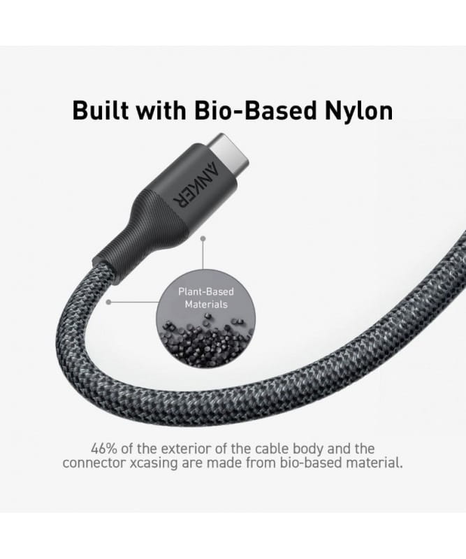 Кабель Anker 544 USB-C - USB-C, 1.8 м, Black (A80F5H11)