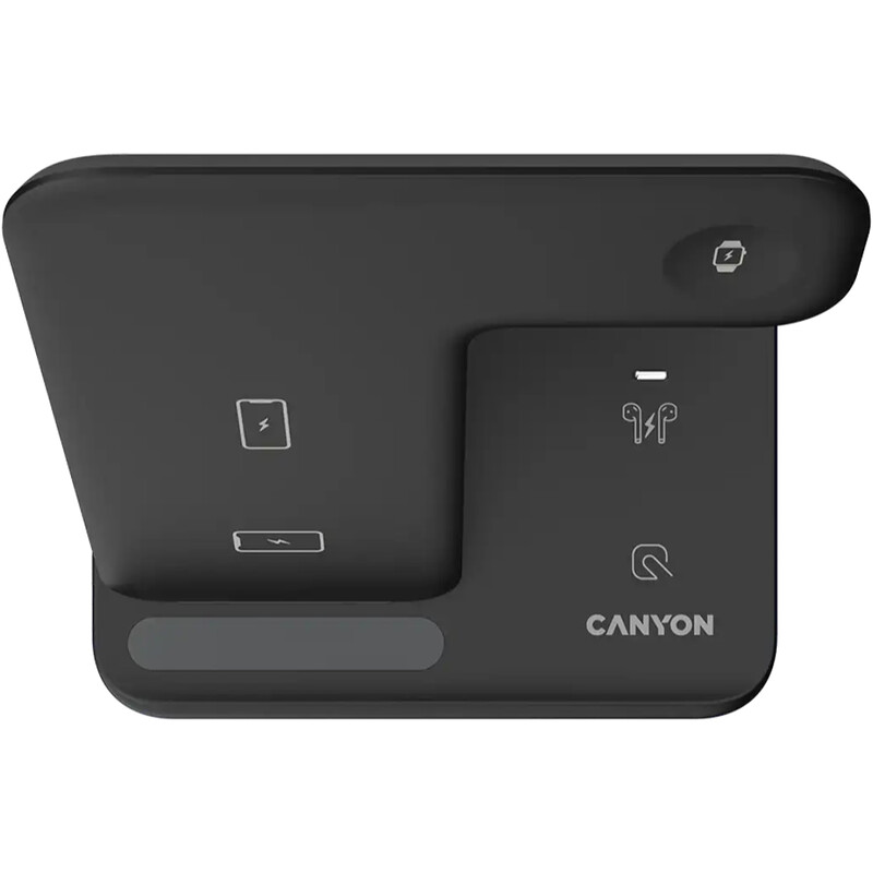 Беспроводное зарядное устройство Canyon WS-302 15W 3in1 Black (CNS-WCS302B)