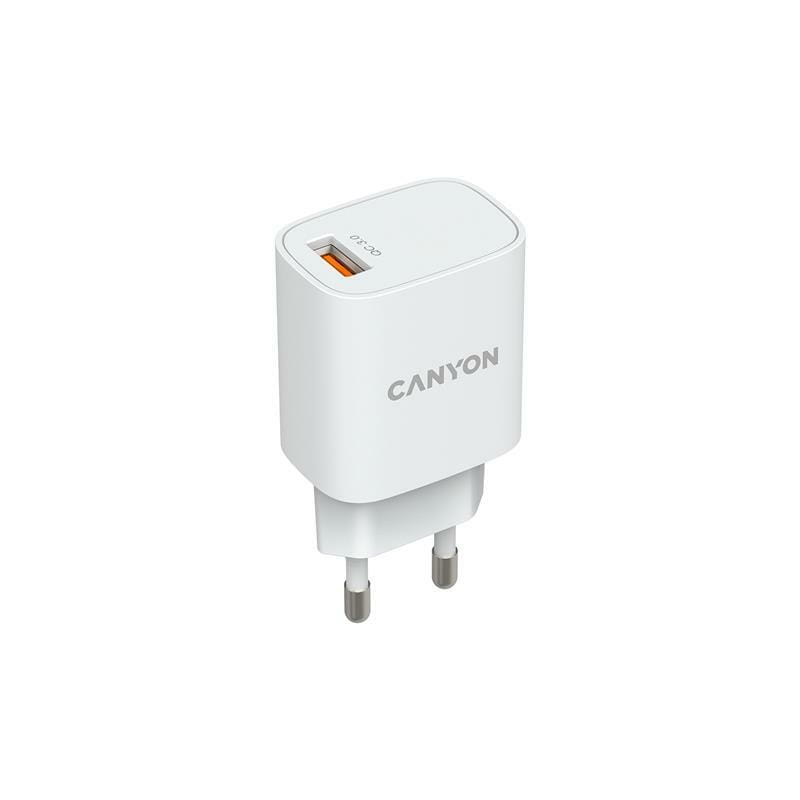 Мережевий зарядний пристрій Canyon H-18-01 (1USB, 3A) QC3.0 White (CNE-CHA18W)