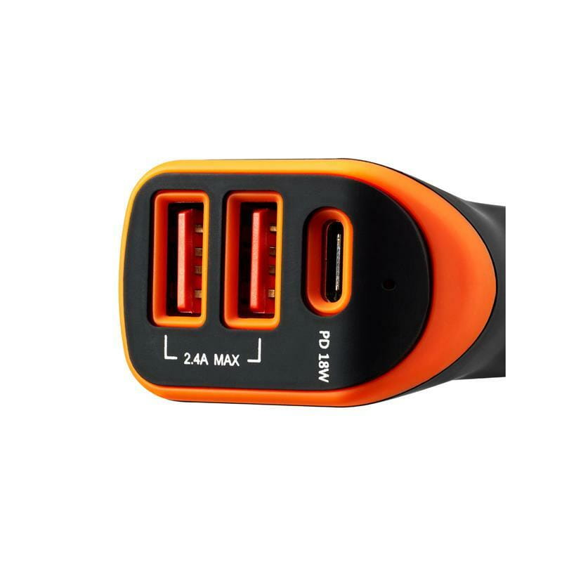 Автомобильний зарядний пристрій Canyon C-08 (3USB, 2.4A) Black Orange (CNE-CCA08BO)