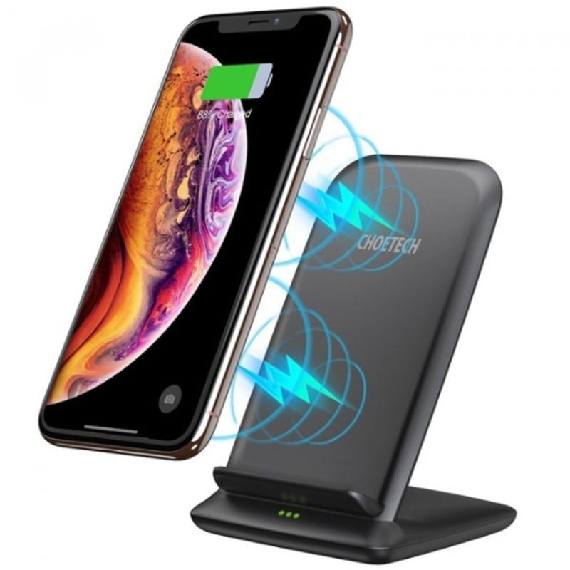 Бесповодное зарядное устройство Choetech Fast Wireless Charging Stand 2coils Black (T555-F-BK)