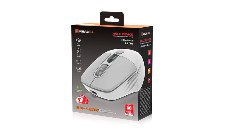 Мышь беспроводная REAL-EL RM-480W White