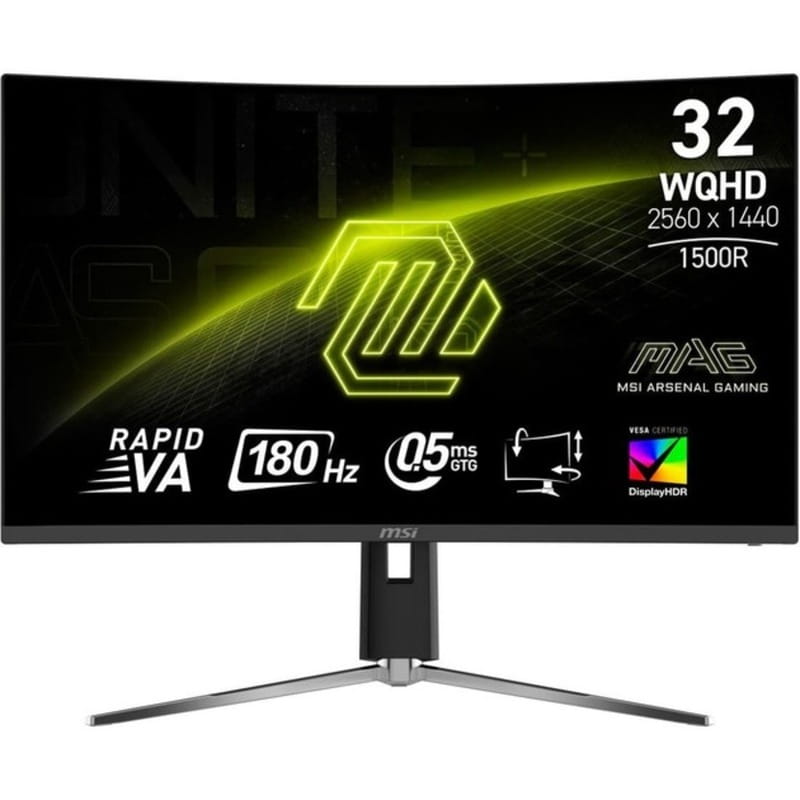 Монiтор MSI 31.5"MAG 32CQ6PF VA Black Curved 180Hz