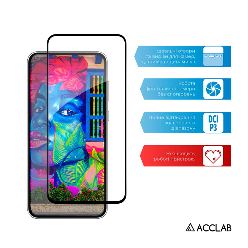 Защитное стекло ACCLAB Full Glue для Samsung Galaxy A35 SM-A356 Black (1283126588778)
