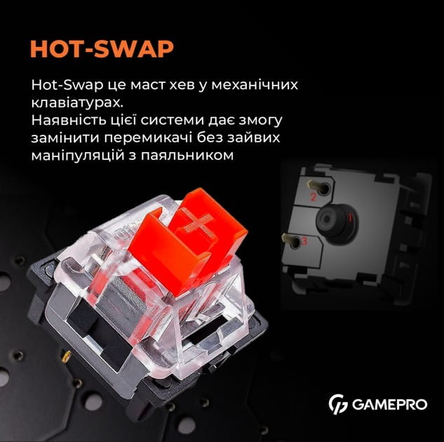 Клавиатура GamePro MK130R Red Swich Hot-Swap RGB Black