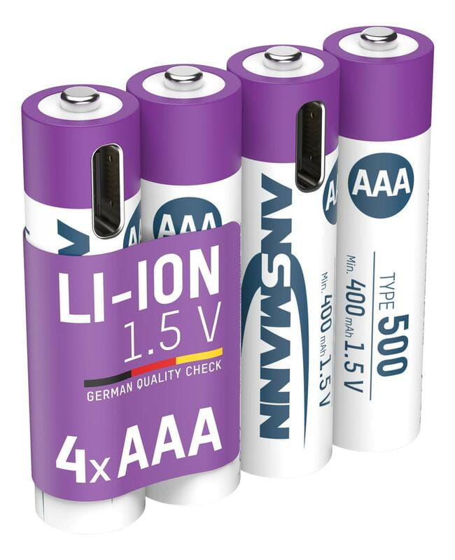 Аккумуляторы Ansmann AAA/HR03 Li-Ion 500 mAh BL 4 шт