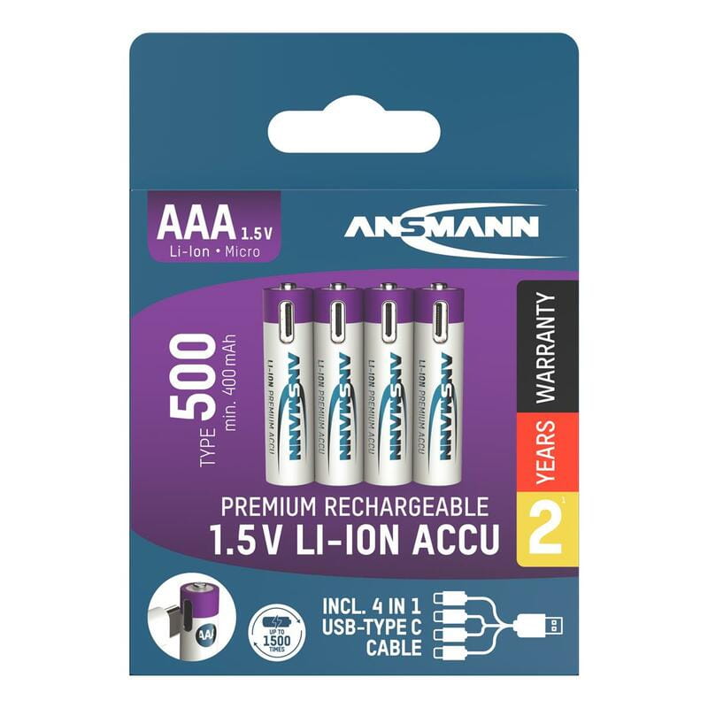 Акумулятори Ansmann AAA/HR03 Li-Ion 500 mAh BL 4 шт