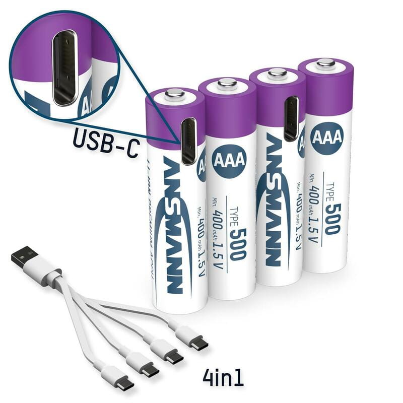 Аккумуляторы Ansmann AAA/HR03 Li-Ion 500 mAh BL 4 шт