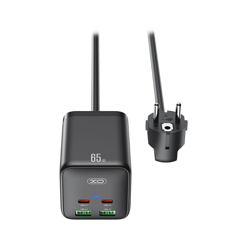 Сетевой фильтр XO (WL24.black) 2 розетки, 2 х USB, 2 x USB-C, 1.5 м, Black