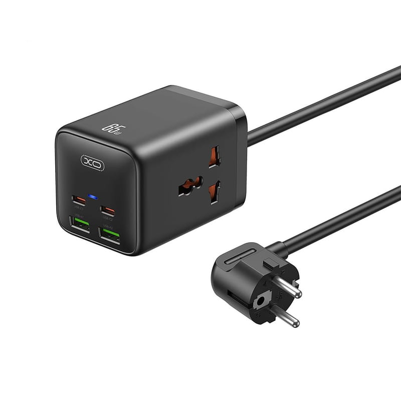 Сетевой фильтр XO (WL24.black) 2 розетки, 2 х USB, 2 x USB-C, 1.5 м, Black