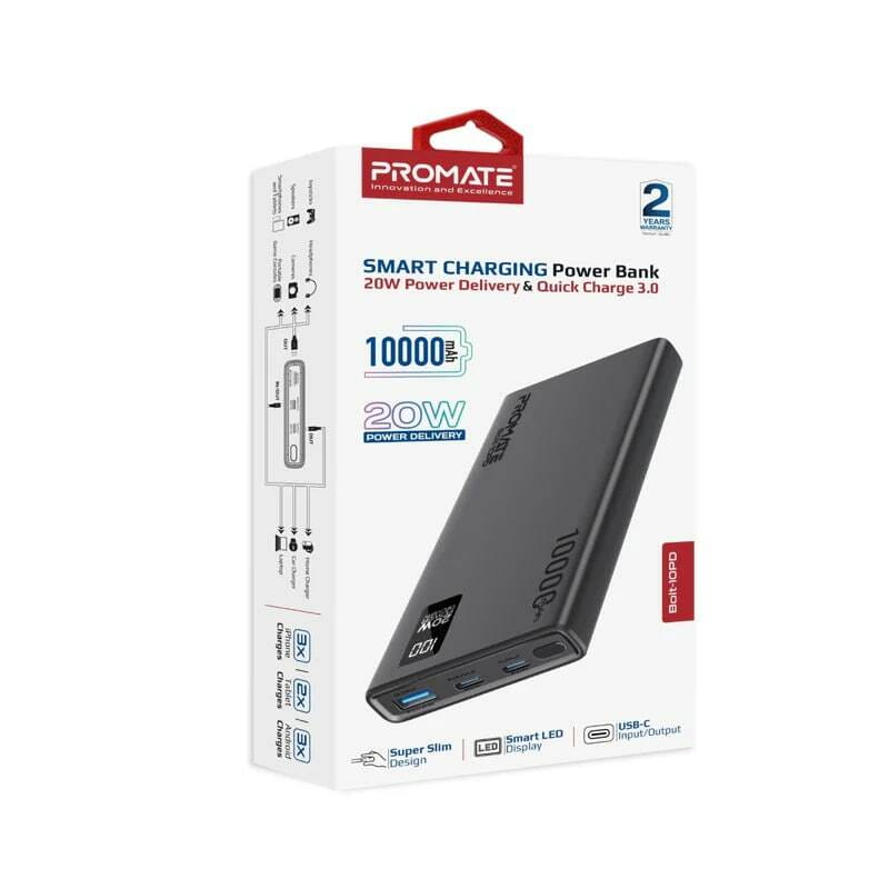 Универсальная мобильная батарея Promate Bolt-10PD Black 10000mAh