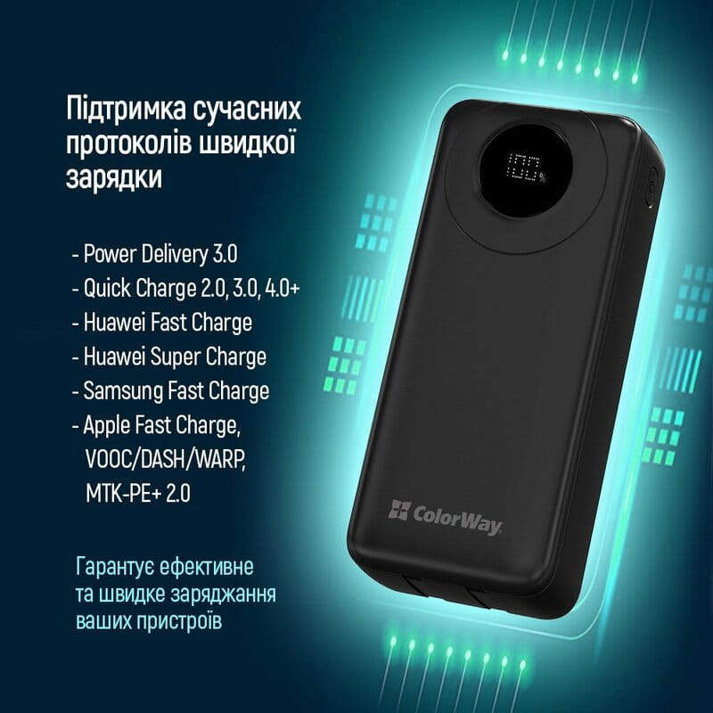 Універсальна мобільна батарея ColorWay EnergyPlus 20000mAh Black (CW-PB200LPB4BK-PDD)