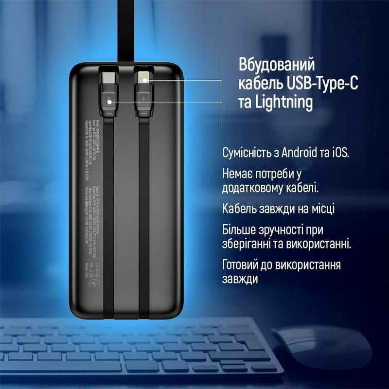 Универсальная мобильная батарея ColorWay Digital Display 50000mAh Black (CW-PB500LPC5BK-PDD)