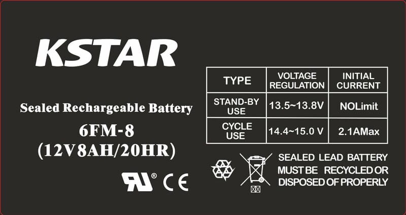 Акумуляторна батарея KSTAR 12V 8.0AH (6-FM-8) AGM