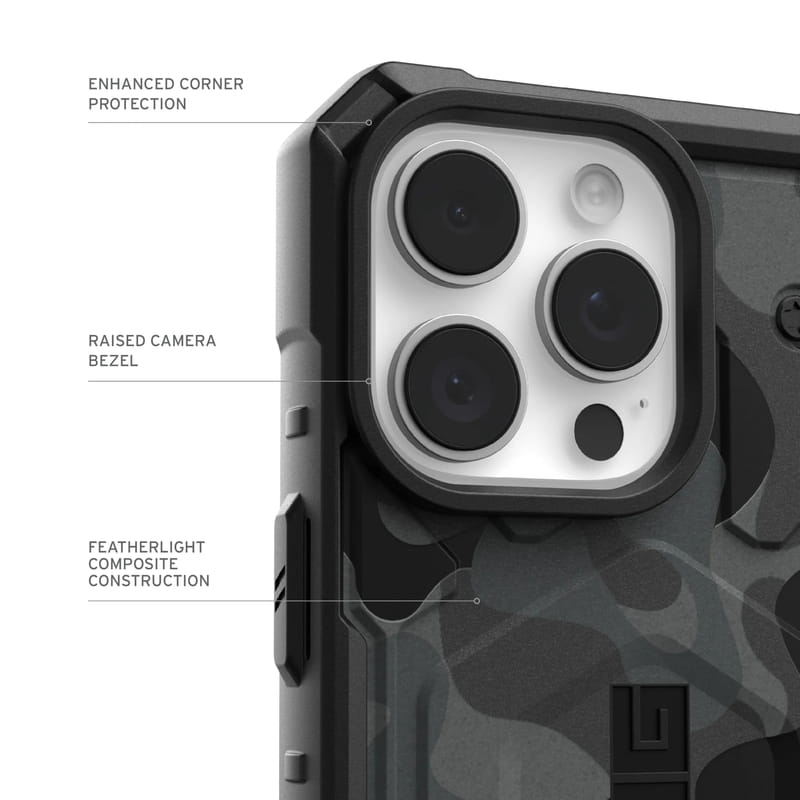 Чохол-накладка Urban Armor Gear Pathfinder SE Magsafe для Apple iPhone 16 Pro Black Midnight Camo (114471114061)